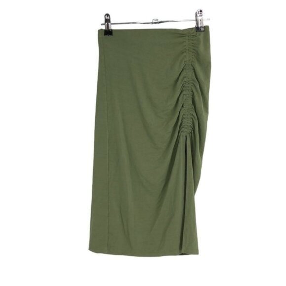 Aritzia Wilfred Free Sage Green Ruched Side Slit Midi Skirt XXS - Picture 13 of 13